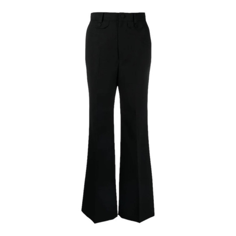 Gucci Uniform Black Flare Leg Mid Rise Wool Blend Trouser Pants Size 38 NWT‎